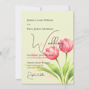 Invitation Carton d'invitation de mariage floral tulipe aquar