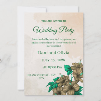 Invitation Carton d'invitation de mariage floral vert modifia