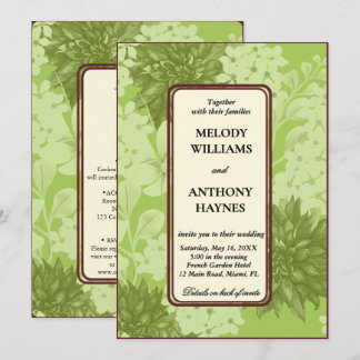 Invitation Carton d'invitation de mariage floral vert olive t