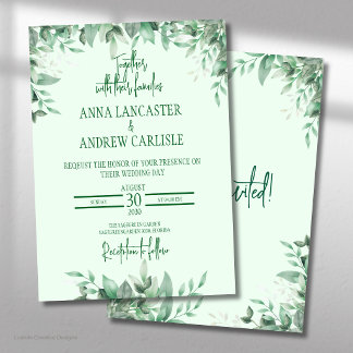 Invitation Carton d'invitation de mariage floral vert sauge é