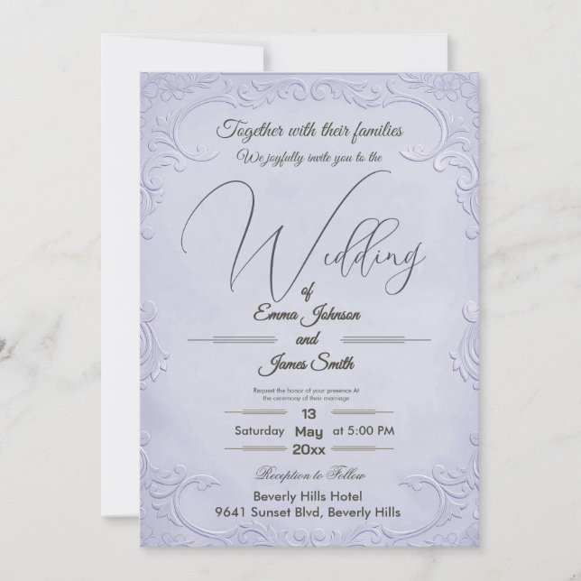 Invitation Carton d'invitation de mariage floral violet class (Devant)