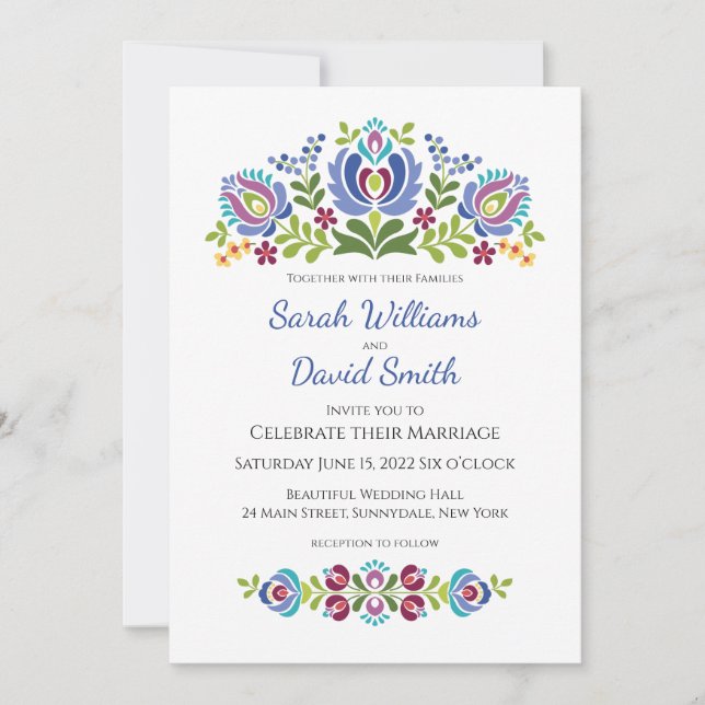 Invitation Carton d'invitation de mariage floral violet de co (Devant)