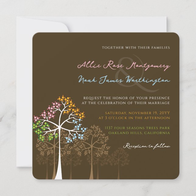 Invitation Carton d'invitation de mariage Forêt d'arbres des  (Devant)