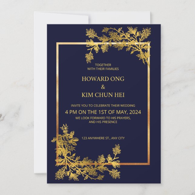 Invitation Carton d'invitation de mariage formel classique (Devant)