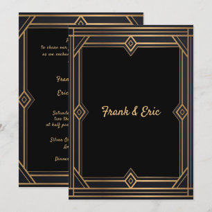 Invitation Carton d'invitation de mariage Gay/Lesbien Art Déc