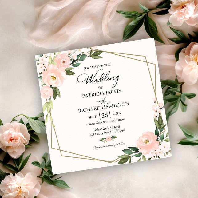 Invitation Carton d'invitation de mariage géométrique floral  (Créateur téléchargé)
