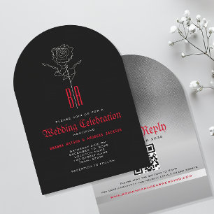 Invitation Carton d'invitation de mariage gothique avec QR Co