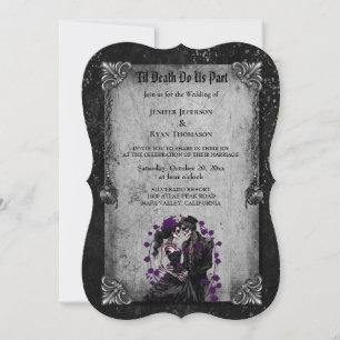 Invitation Carton d'invitation de mariage gothique floral rom