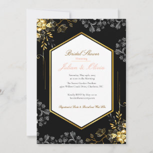 Invitation Carton d'invitation de mariage gothique noir et or