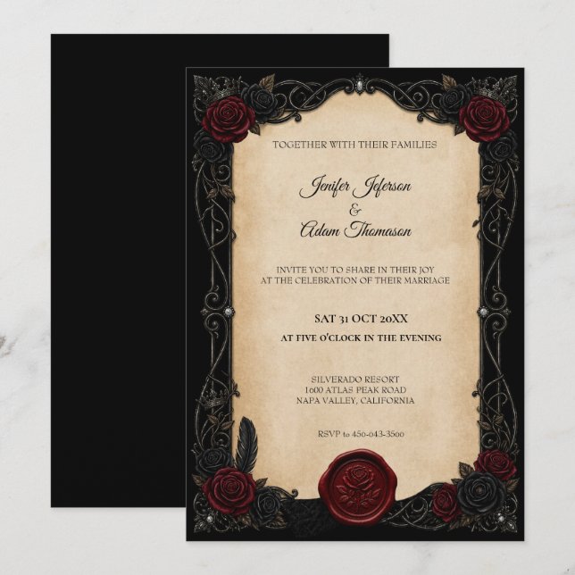 Invitation Carton d'invitation de mariage gothique Vampire Ha (Devant / Derrière)