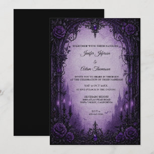 Invitation Carton d'invitation de mariage gothique violet Hal