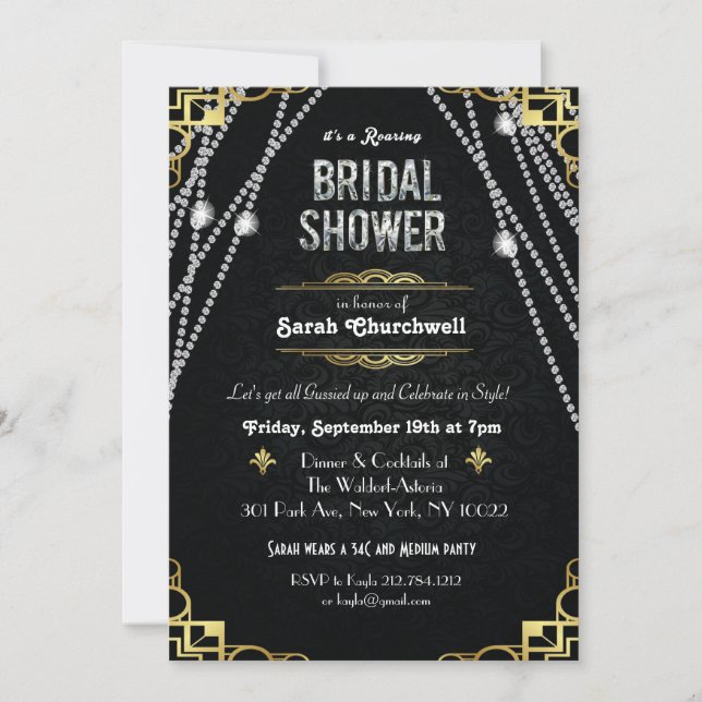 Invitation Carton d'invitation de mariage Great Gatsby Art Dé (Devant)