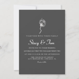 Invitation Carton d'invitation de mariage gris en coton éléga