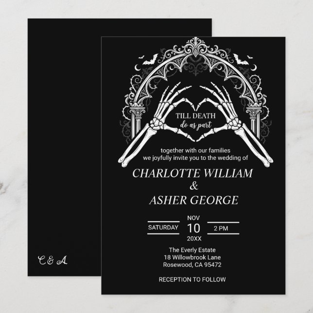 Invitation Carton d'invitation de mariage Halloween à arche s (Devant / Derrière)