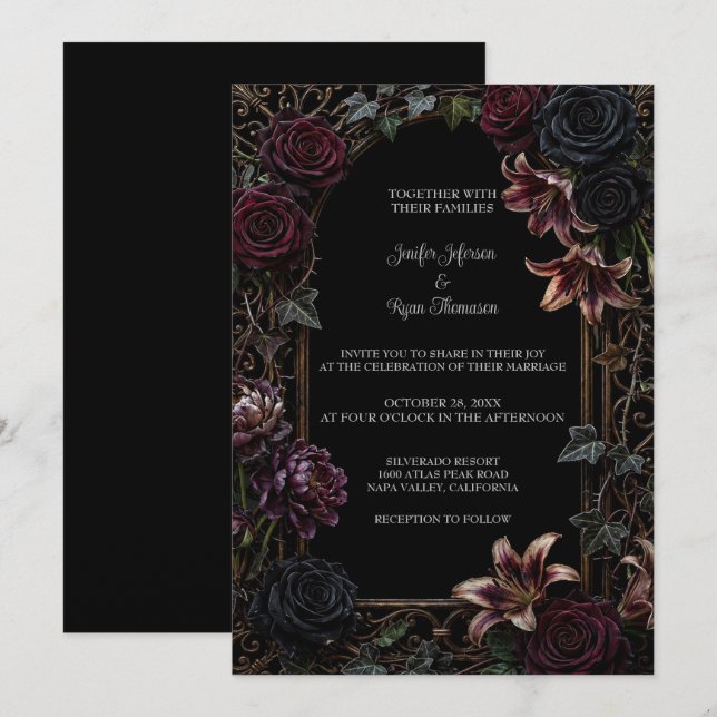 Invitation Carton d'invitation de mariage Halloween gothique  (Devant / Derrière)