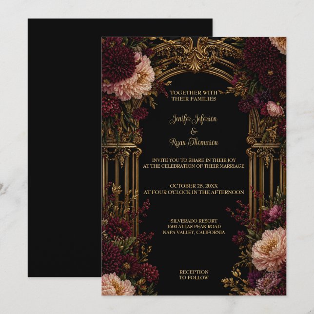 Invitation Carton d'invitation de mariage Halloween gothique  (Devant / Derrière)