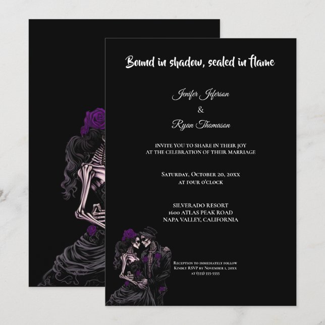 Invitation Carton d'invitation de mariage Halloween gothique  (Devant / Derrière)