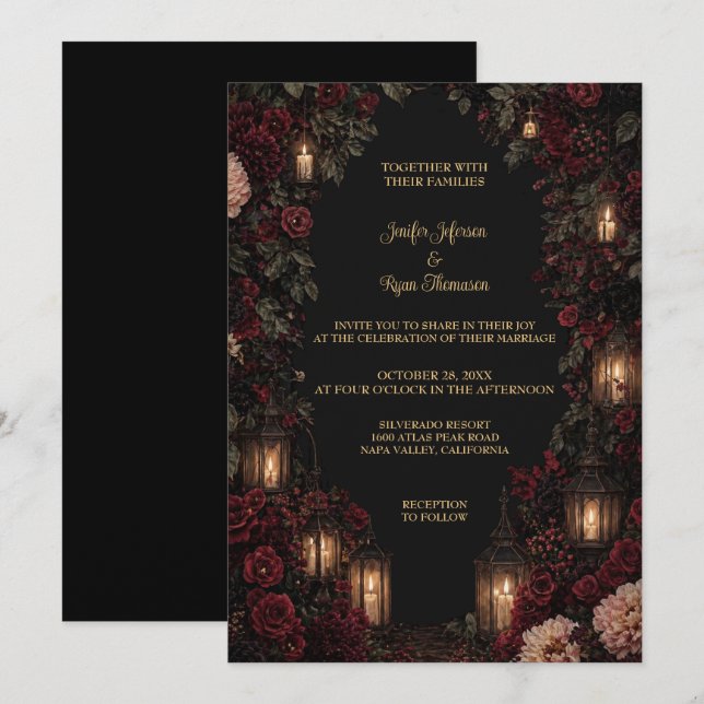Invitation Carton d'invitation de mariage Halloween gothique  (Devant / Derrière)