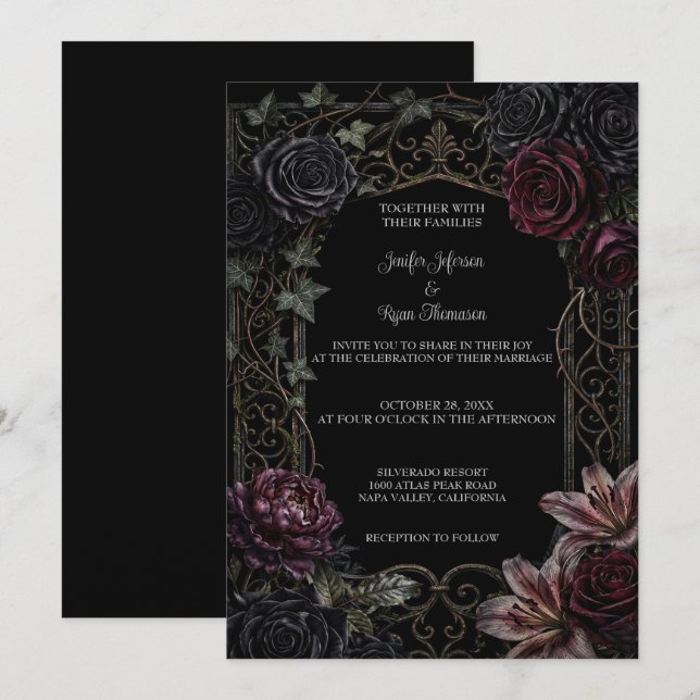 Invitation Carton d'invitation de mariage Halloween gothique  (Devant / Derrière)
