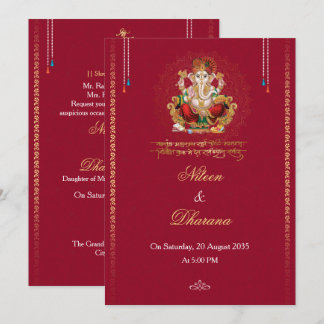 Invitation Carton d'invitation de mariage hindou Mandala Gane