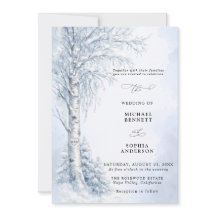 Carton d'invitation de mariage hivernal au Bouleau
