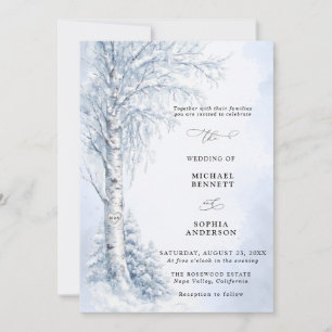 Invitation Carton d'invitation de mariage hivernal au Bouleau