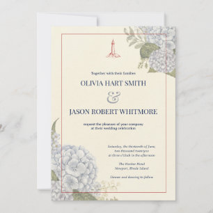 Invitation Carton d'invitation de mariage Hydrangea Coastal