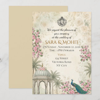 Invitation Carton d'invitation de mariage indien de luxe 