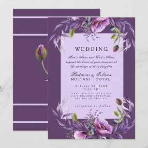 Invitation Carton d'invitation de mariage indien de style flo