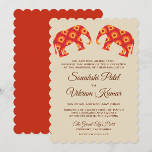 Invitation Carton d'invitation de mariage indien élégants élé