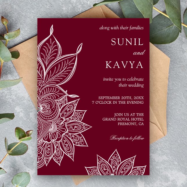 Invitation Carton d'invitation de mariage indien Mehendi Bour (Créateur téléchargé)