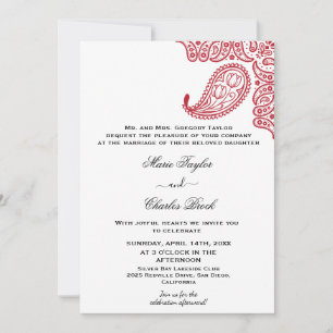 Invitation Carton d'invitation de mariage indien Paisley