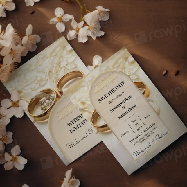Invitation Carton d'invitation de mariage islamique avec des  (Créateur téléchargé)