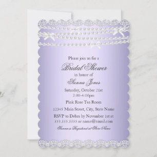 Invitation Carton d'invitation de mariage Lace & Pearl Violet