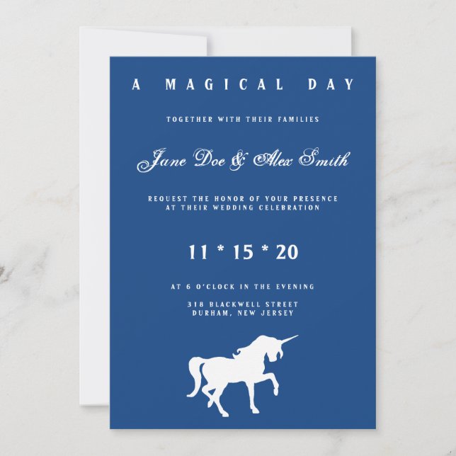 Invitation Carton d'invitation de mariage Licorne Blanche (Devant)