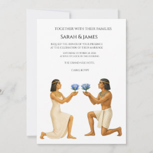 Invitation Carton d'invitation de mariage Lotus Royal Égyptie