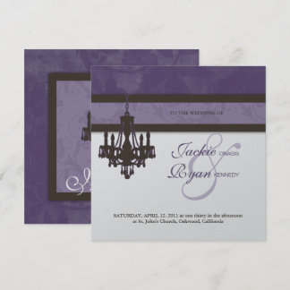 Invitation Carton d'invitation de mariage lustre floral viole