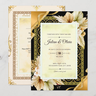 Invitation Carton d'invitation de mariage Luxe Boho Noir et O
