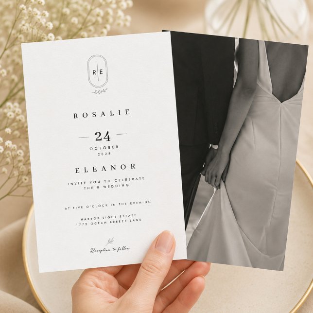 Invitation Carton d'invitation de mariage luxe Monogramme ave (Créateur téléchargé)