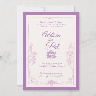 Invitation Carton d'invitation de mariage Luxe Violet Clair