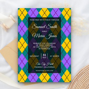 Invitation Carton d'invitation de mariage Mardi Gras jaune vi