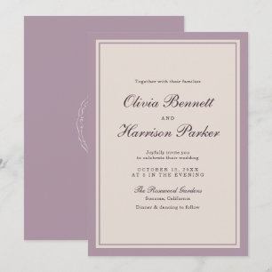 Invitation Carton d'invitation de mariage Mauve Old Money