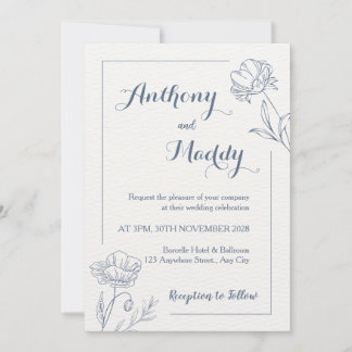 Invitation Carton d'invitation de mariage minimaliste floral