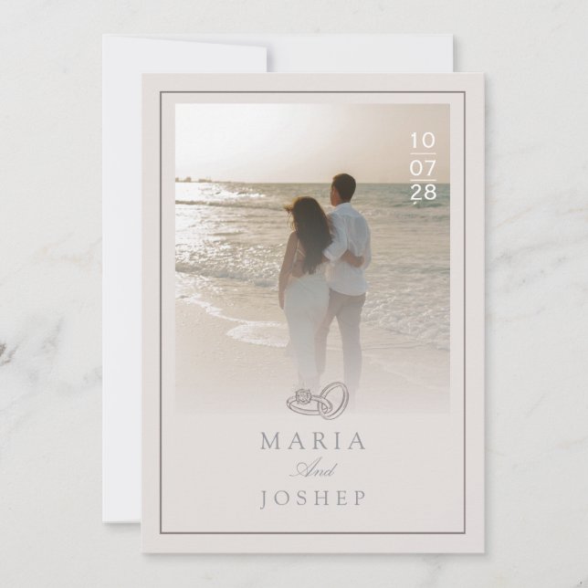 Invitation Carton d'invitation de mariage moderne avec date e (Devant)