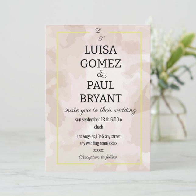 Invitation Carton d'invitation de mariage moderne avec fond p (Debout devant)