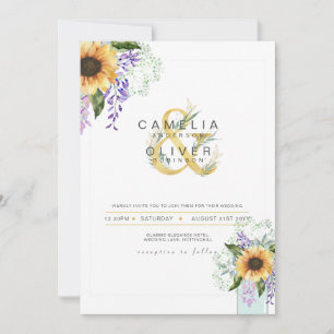 Invitation Carton d'invitation de mariage moderne Tournesols