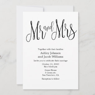 Invitation Carton d'invitation de mariage. Monsieur et madame