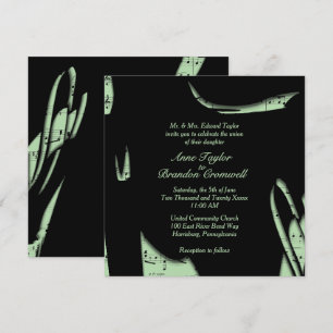 Invitation Carton d'invitation de mariage musical noir et ver