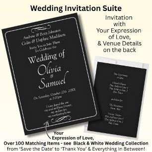 Invitation Carton d'invitation de mariage Noir & Blanc avec I