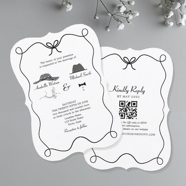Invitation Carton d'invitation de mariage Noir et Blanc avec  (Créateur téléchargé)